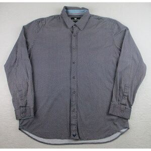 Buttercloth Shirt Mens 3X Blue Geometric‎ Long Sleeve Knit Button Up Embroidered